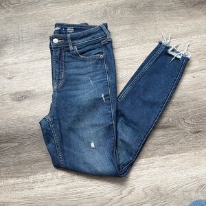 Old Navy Dark Blue Skinny Jeans with Raw Hem
